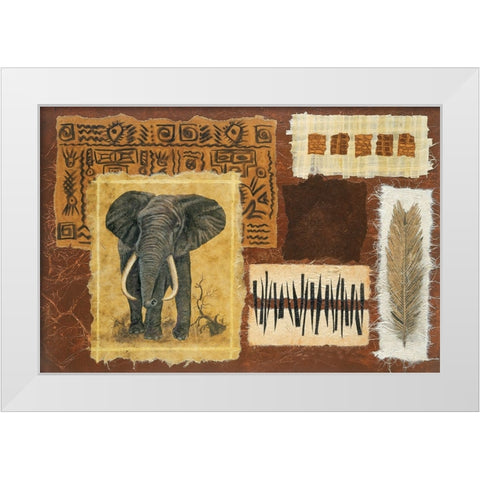 Elephant Safari White Modern Wood Framed Art Print by Unknown