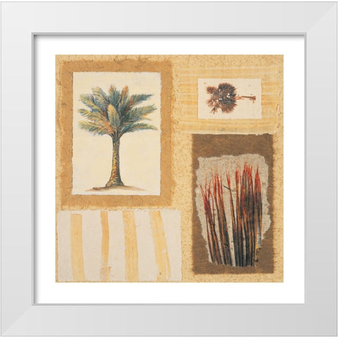 Palm Collage I White Modern Wood Framed Art Print by Unknown
