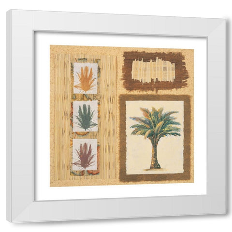 Palm Collage II White Modern Wood Framed Art Print by Unknown