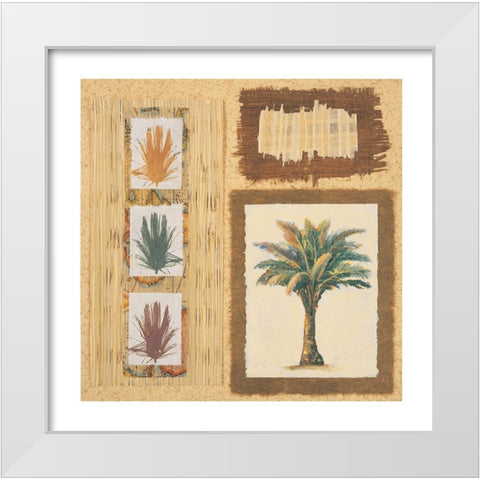 Palm Collage II White Modern Wood Framed Art Print by Unknown