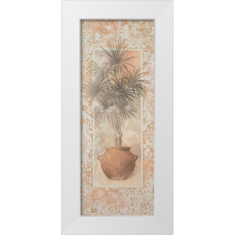 Potted Palm Panel I White Modern Wood Framed Art Print by Unknown