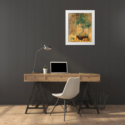 Potted Palm with Fruit I White Modern Wood Framed Art Print by Unknown