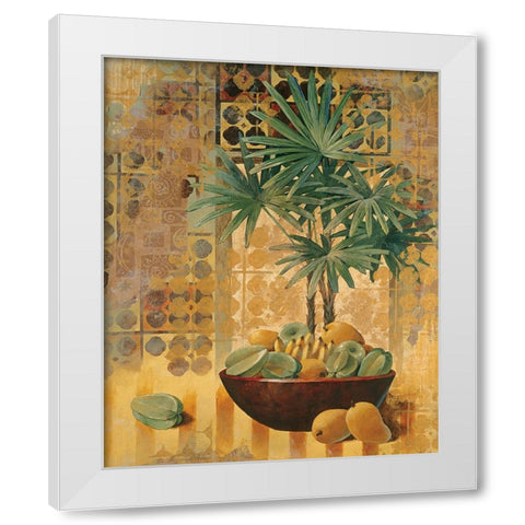Potted Palm with Fruit I White Modern Wood Framed Art Print by Unknown