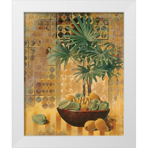 Potted Palm with Fruit I White Modern Wood Framed Art Print by Unknown