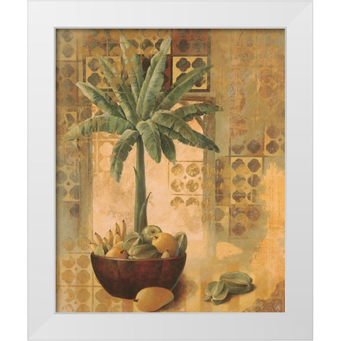 Potted Palm with Fruit II White Modern Wood Framed Art Print by Unknown