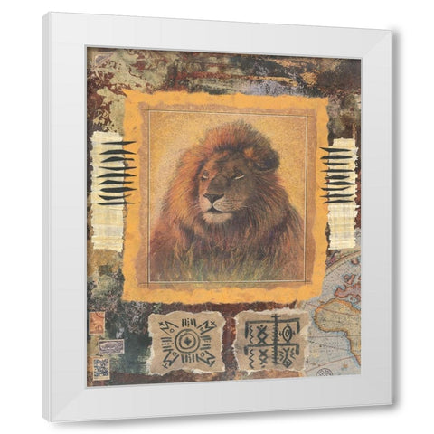 Lion Stamp White Modern Wood Framed Art Print by Unknown