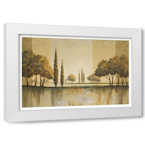 Golden Trees White Modern Wood Framed Art Print by Unknown