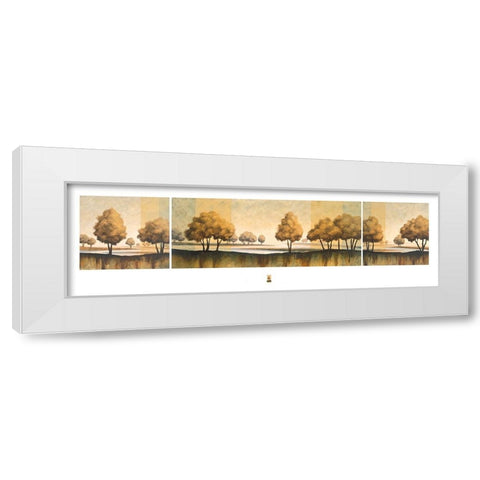 Golden Trees Tryp White Modern Wood Framed Art Print by Unknown