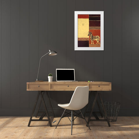 Abstract Zebra White Modern Wood Framed Art Print by Unknown
