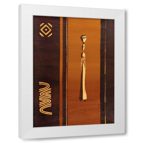 African Doll White Modern Wood Framed Art Print by Unknown