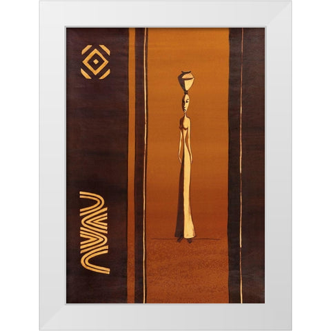 African Doll White Modern Wood Framed Art Print by Unknown