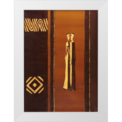 African Couple White Modern Wood Framed Art Print by Unknown