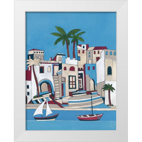 Seasise Village I White Modern Wood Framed Art Print by Unknown