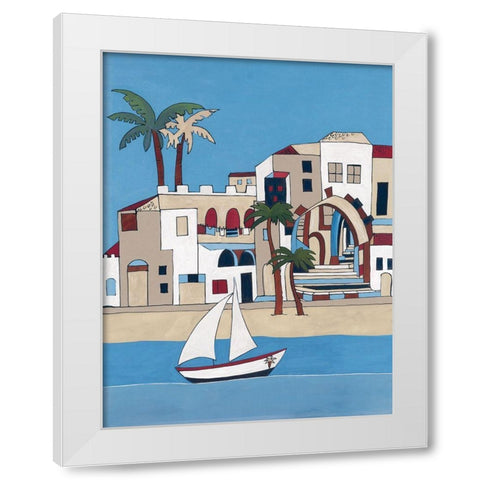 Seaside Village II White Modern Wood Framed Art Print by Unknown