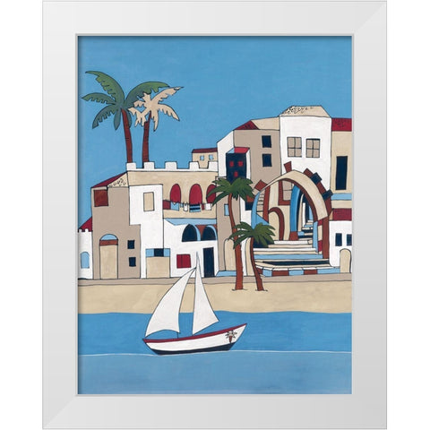 Seaside Village II White Modern Wood Framed Art Print by Unknown
