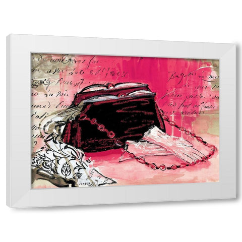 Purse and Gloves White Modern Wood Framed Art Print by Unknown