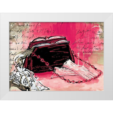 Purse and Gloves White Modern Wood Framed Art Print by Unknown