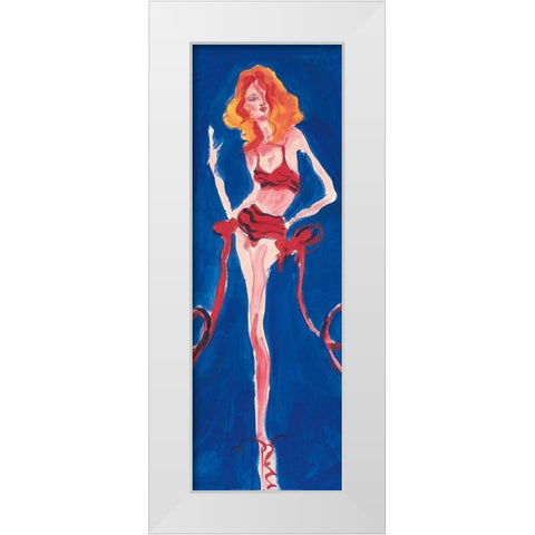 Girly Girl Blue White Modern Wood Framed Art Print by Unknown