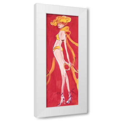 Girly Girl Yellow White Modern Wood Framed Art Print by Unknown
