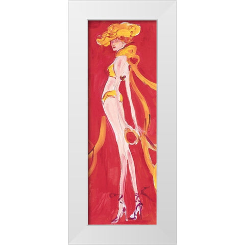 Girly Girl Yellow White Modern Wood Framed Art Print by Unknown