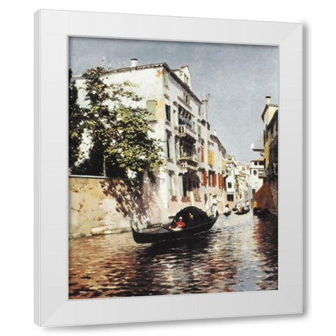 venetian Gondola White Modern Wood Framed Art Print by Unknown