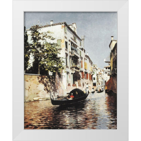 venetian Gondola White Modern Wood Framed Art Print by Unknown