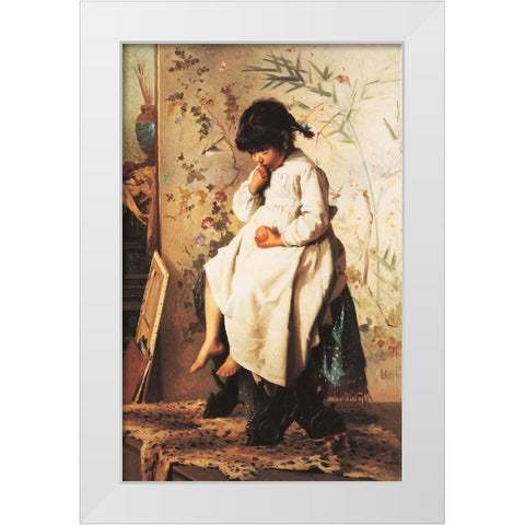 Waiting White Modern Wood Framed Art Print by Unknown