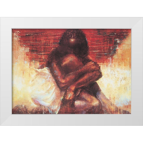 Abstract Embrace White Modern Wood Framed Art Print by Unknown