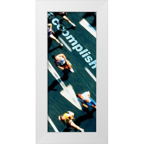 Accomplish Runners White Modern Wood Framed Art Print by Unknown