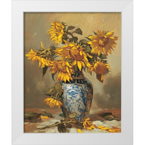 Sunflowers in Vase II White Modern Wood Framed Art Print by Unknown