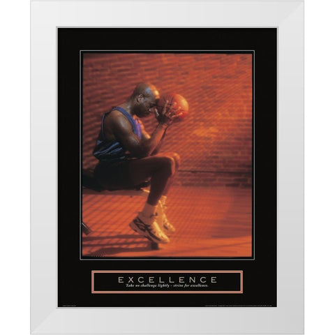 Excellence - Basketball White Modern Wood Framed Art Print by Frontline