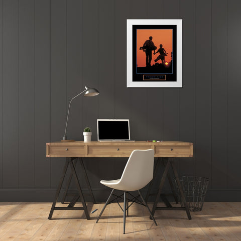 Priorities - Father and Son Golfing White Modern Wood Framed Art Print by Unknown