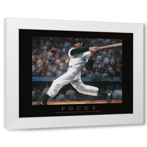 Focus - Baseball White Modern Wood Framed Art Print by Frontline