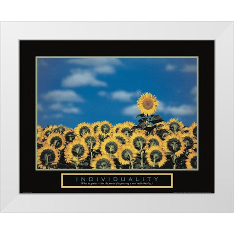 Individuality - Sunflowers White Modern Wood Framed Art Print by Unknown
