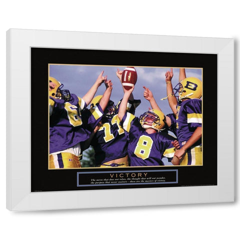 Victory - Football White Modern Wood Framed Art Print by Unknown