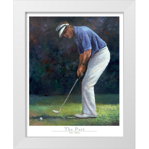 Golf The Putt White Modern Wood Framed Art Print by Frontline