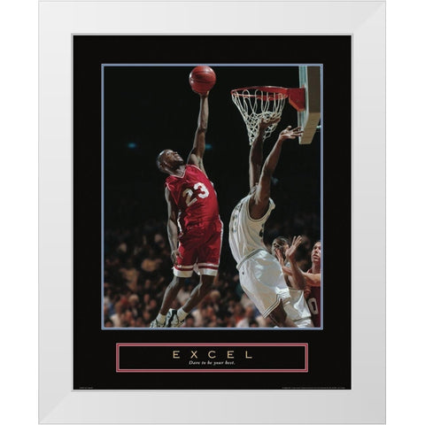 Excel - Basketball White Modern Wood Framed Art Print by Frontline