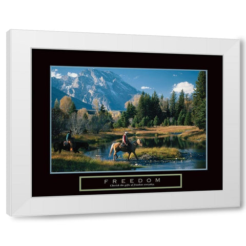 Freedom - Cowboys White Modern Wood Framed Art Print by Unknown