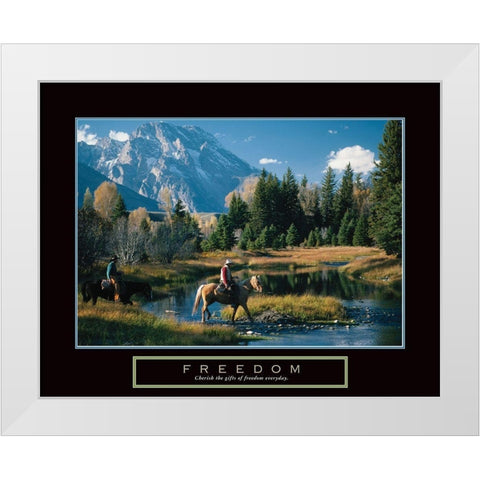 Freedom - Cowboys White Modern Wood Framed Art Print by Unknown