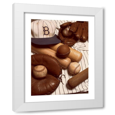 Baseball Memorabilia White Modern Wood Framed Art Print by Frontline