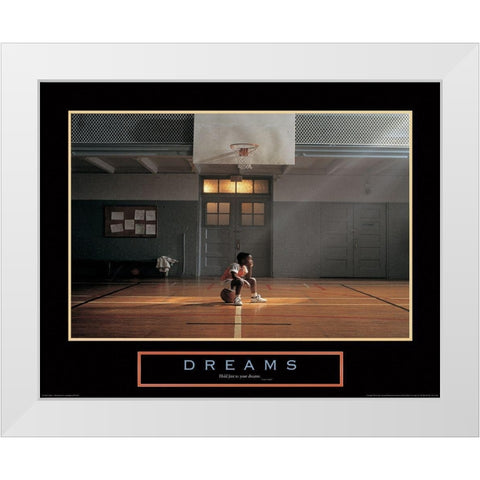 Dreams - Basketball White Modern Wood Framed Art Print by Unknown
