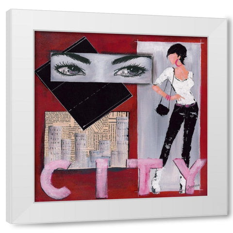CIty I White Modern Wood Framed Art Print by Johanna