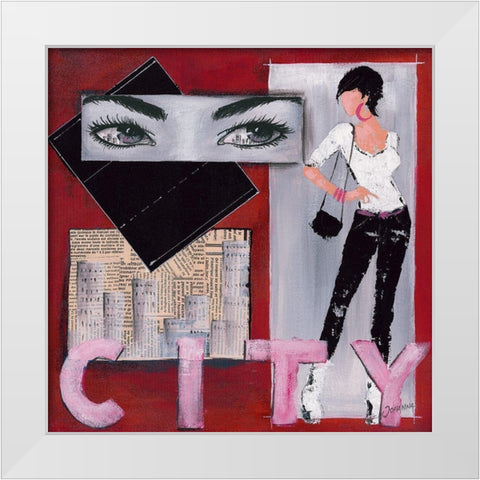 CIty I White Modern Wood Framed Art Print by Johanna