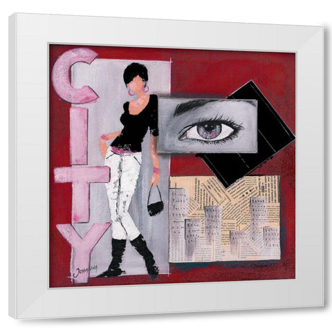 CIty II White Modern Wood Framed Art Print by Johanna