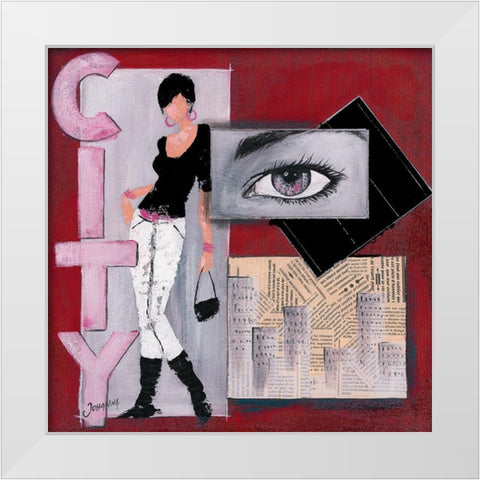 CIty II White Modern Wood Framed Art Print by Johanna