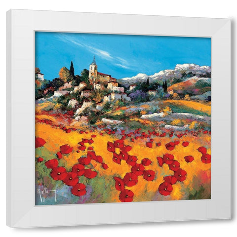 Le village White Modern Wood Framed Art Print by Keiflin, Roger