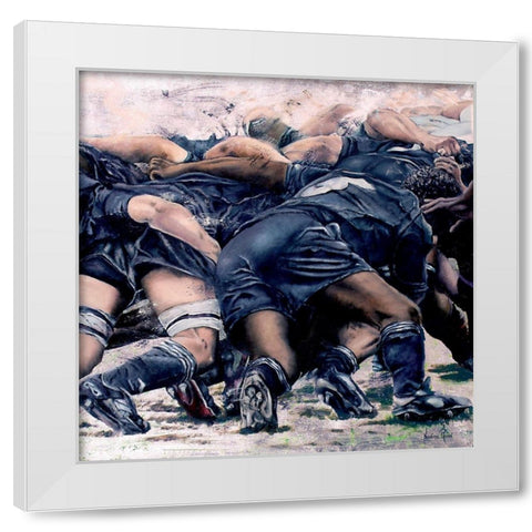 Melee All Black (detail) White Modern Wood Framed Art Print by Ruse, Nadine