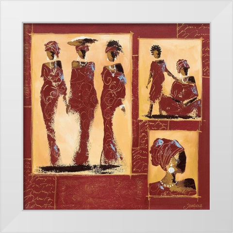 Composition Afrique I White Modern Wood Framed Art Print by Johanna