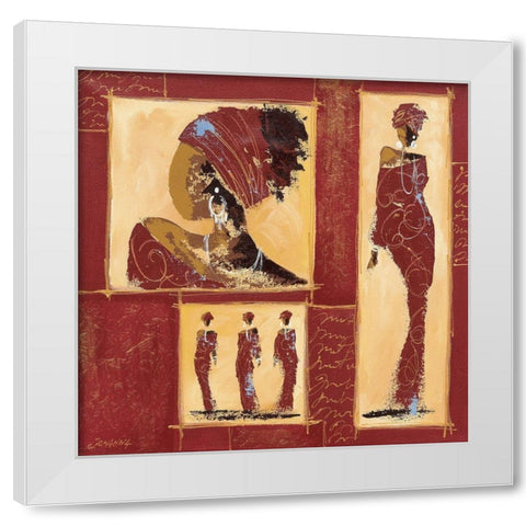 Composition Afrique II White Modern Wood Framed Art Print by Johanna