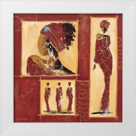 Composition Afrique II White Modern Wood Framed Art Print by Johanna